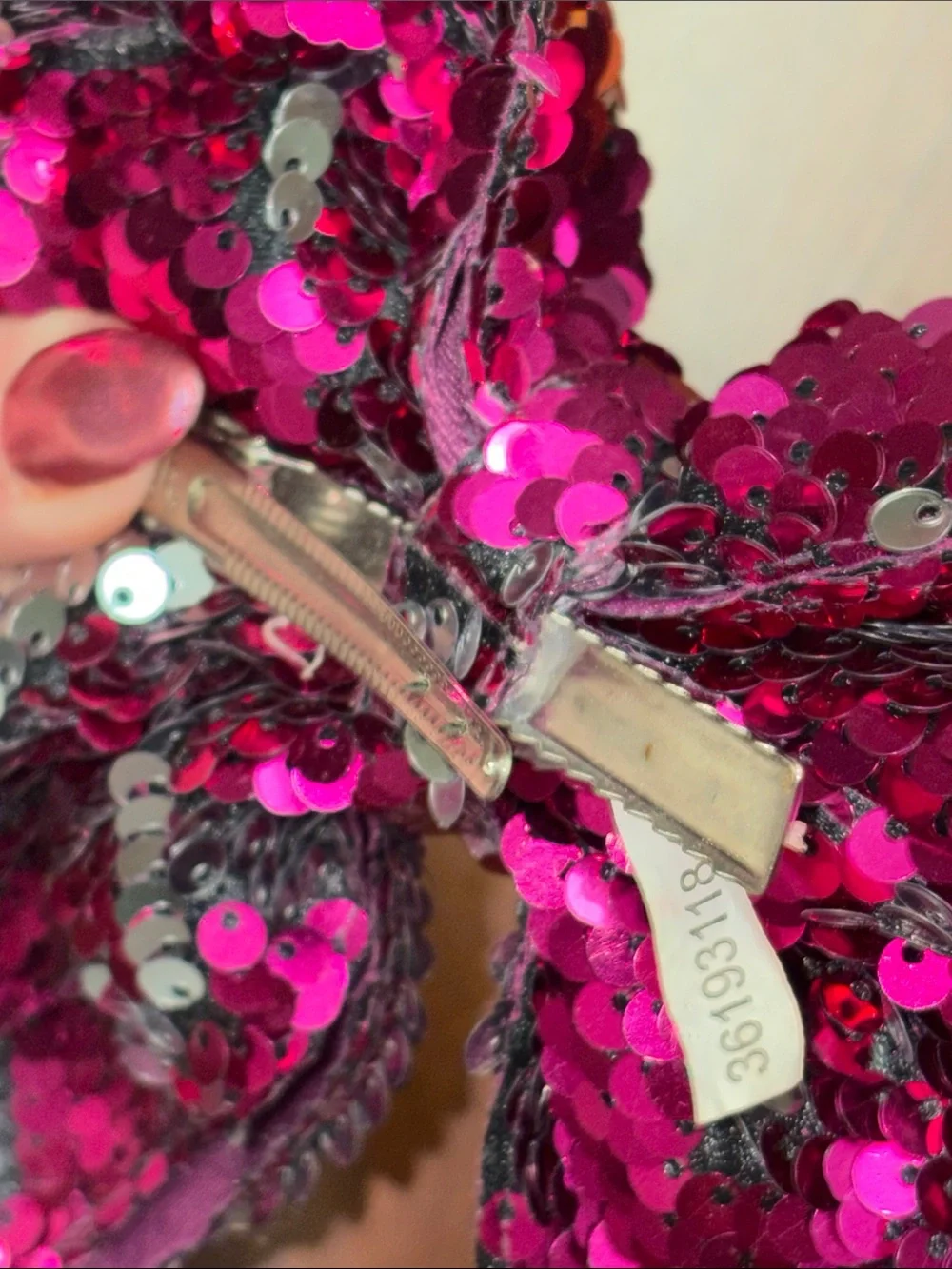 Sparkling Fuchsia Sequin Hair Bow for Kids